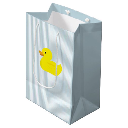 Gummi Duck Blue Strip Mittlere Geschenktüte (Vorderseite Schrägansicht)