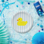 Gummi Duck Blue Strip Pappteller (Party)
