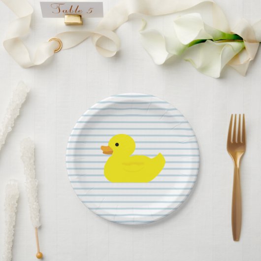 Gummi Duck Blue Strip Pappteller (Hochzeit)