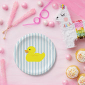 Gummi Duck Blue Strip Pappteller (Party)