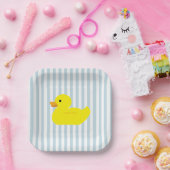 Gummi Duck Blue Strip Pappteller (Party)