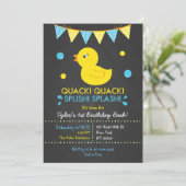 Gummi Duck Chalkboard 1. Geburtstag Einladung (Stehend Vorderseite)