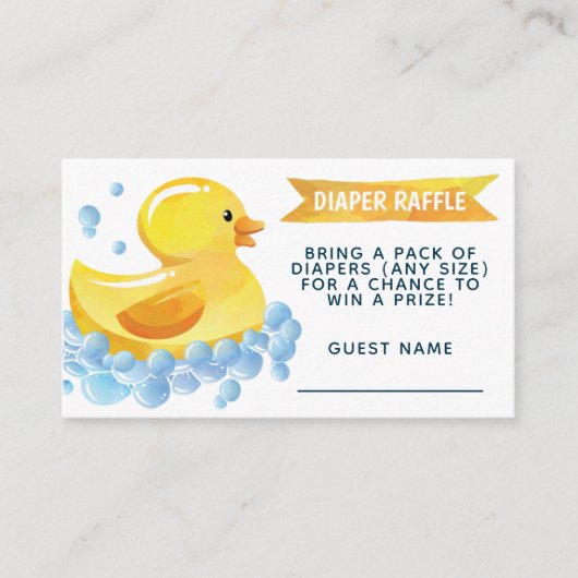 Gummi Duck Diaper Raffle Begleitkarte (Vorderseite)