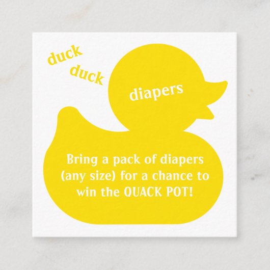 Gummi Duck Diaper Raffle Begleitkarte (Vorderseite)