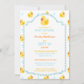 Gummi Duck Ducky Gender Neutral Aqua Gelb Einladung (Vorderseite)