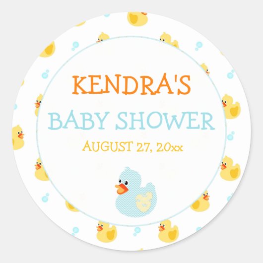 Gummi Duck Ducky Gender Neutral Aqua Gelb Runder Aufkleber (Vorderseite)