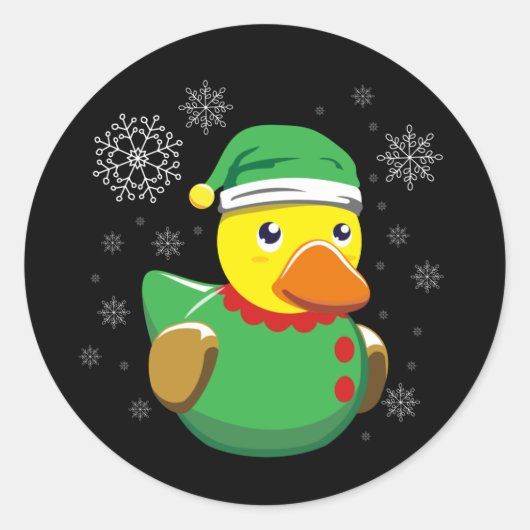 Gummi Duck Elf Weihnachten. Quack Rubber Ducky Runder Aufkleber (Vorderseite)