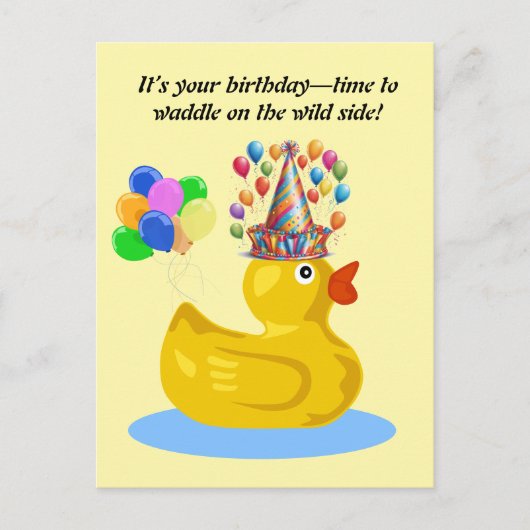 Gummi Duck fröhlich Spaß und heimlich Geburtstag Postkarte (Vorderseite)
