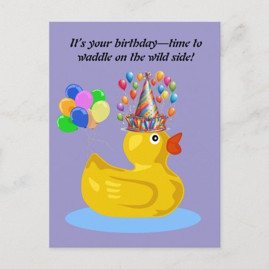 Gummi Duck fröhlich Spaß und heimlich Geburtstag Postkarte (Vorderseite)