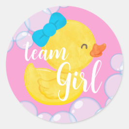 Gummi Duck Gender Reveal Team Girl Round Stickers