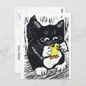 Gummi Duck & Kitten, Blockdruck Postkarte (Vorne/Hinten)