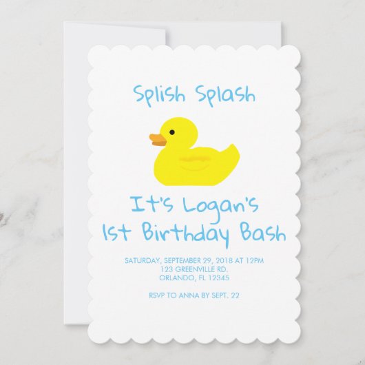 Gummi Duck Lattice Erster Geburtstag Einladung (Vorderseite)