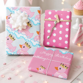 Gummi Duck (rosa) Geburtstagsparty Wrapping Paper Geschenkpapier Set