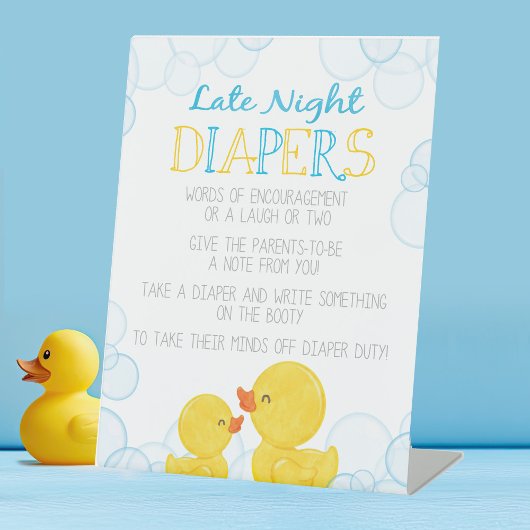 Gummi Duck Spate Night Diapers Ratgeber Baby Dusch Sockelschild