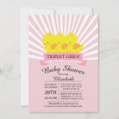 Gummi Duck Triplet Girls Babydusche Einladungen (Vorderseite)