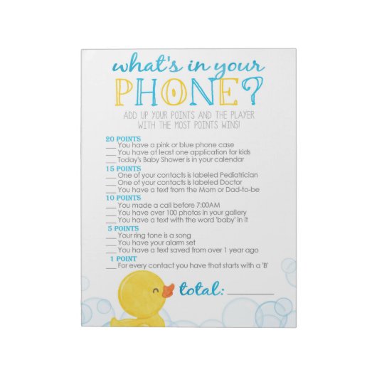 Gummi Duck Was gibt es in Ihrem Handy Baby Duwer G Notizblock (Rotiert)