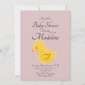 Gummi Duck Wasserfarbene Blush Babydusche Einladung (Vorderseite)