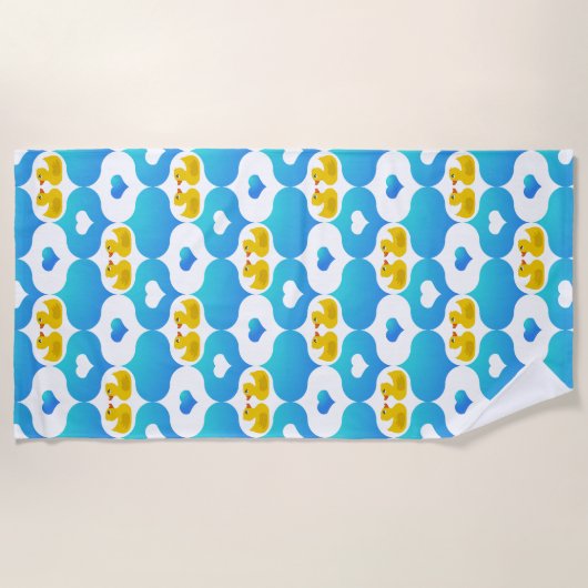 Gummi Duckie und Herz Gelb und Blau Strandtuch (Vorderseite)