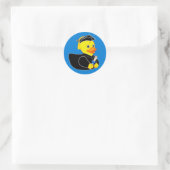 Gummi Ducky Abschluss! Blue Background Runder Aufkleber (Tasche)