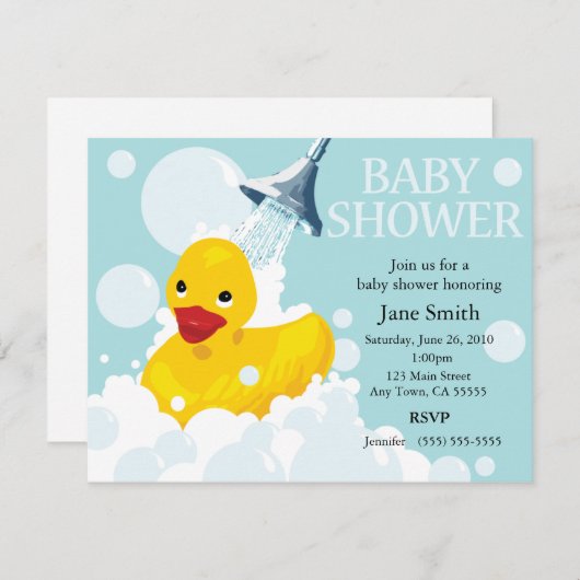 Gummi Ducky Baby Dusche Einladung (Vorne/Hinten)