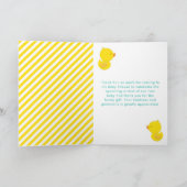 Gummi Ducky Baby Dusche Gelb und Grün Dankeskarte (Innenseite)