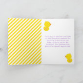 Gummi Ducky Baby Dusche Gelb und Lila Dankeskarte (Innenseite)