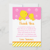 Gummi Ducky Baby Dusche Gelb und Rosa Dankeskarte (Vorderseite)