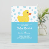 Gummi Ducky Babydusche gelbes Geschlecht Neutral Einladung (Stehend Vorderseite)