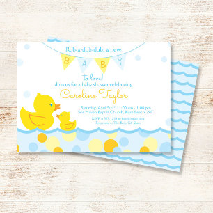 Gummi Ducky Blue & Yellow Baby Dusche Einladung