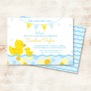 Gummi Ducky Blue & Yellow Baby Dusche Einladung
