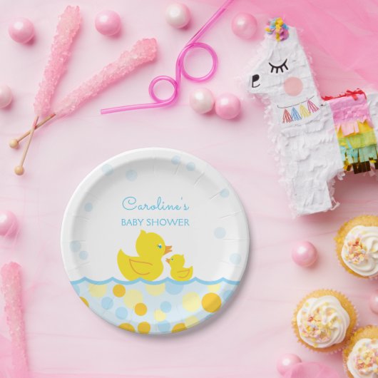 Gummi Ducky Blue & Yellow Baby Dusche Pappteller (Party)