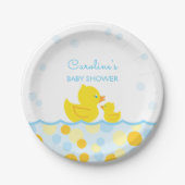 Gummi Ducky Blue & Yellow Baby Dusche Pappteller (Vorderseite)
