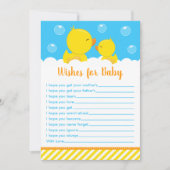 Gummi Ducky Gelb und Blau Wünsche für Baby Einladung (Vorderseite)