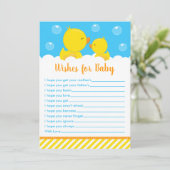 Gummi Ducky Gelb und Blau Wünsche für Baby Einladung (Stehend Vorderseite)