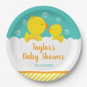 Gummi Ducky Gelb und Green Baby Dusche Pappteller