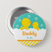 Gummi Ducky Gelb und grüner Papa zu sein Button (Vorne & Hinten)