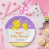 Gummi Ducky Gelb und Lila Babydusche Pappteller (Party)