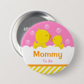 Gummi Ducky Gelb und Rosa Mommy zu sein Button (Vorne & Hinten)