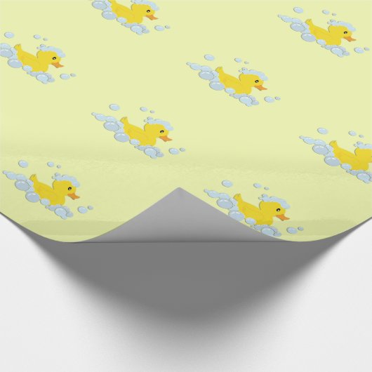 Gummi Ducky in Bubbles Baby Dusche Geschenkpapier (Ecke)