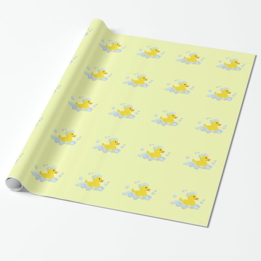 Gummi Ducky in Bubbles Baby Dusche Geschenkpapier (Ungerollt)