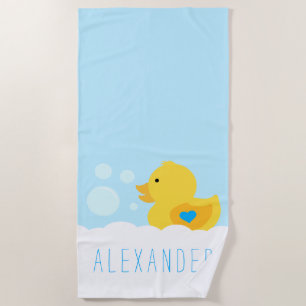 Gummi Ducky mit blauem Herzen Strandtuch