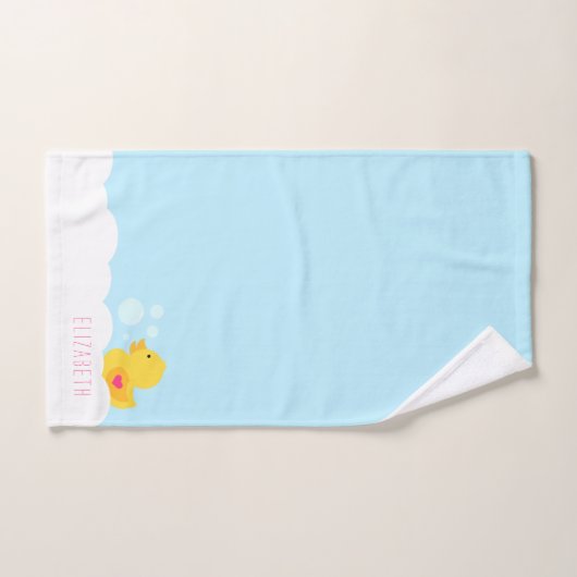 Gummi Ducky mit rosa Herz Badhandtuch Set (Handtuch)