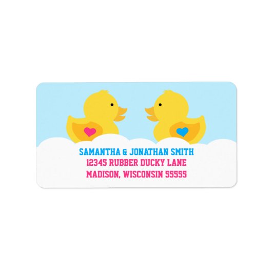 Gummi Ducky Pink oder Blue Gender Reveal Party Adressaufkleber (Vorne)