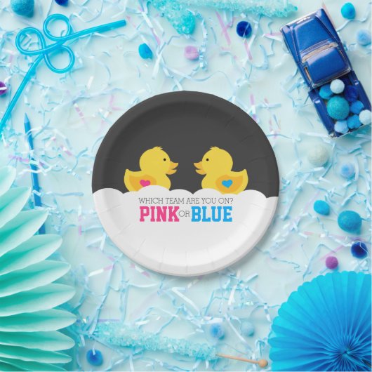 Gummi Ducky Pink oder Blue Gender Reveal Party Pappteller (Party)