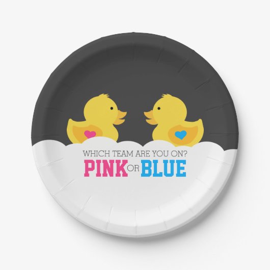 Gummi Ducky Pink oder Blue Gender Reveal Party Pappteller (Vorderseite)