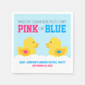 Gummi Ducky Pink oder Blue Gender Reveal Party Serviette (Vorderseite)