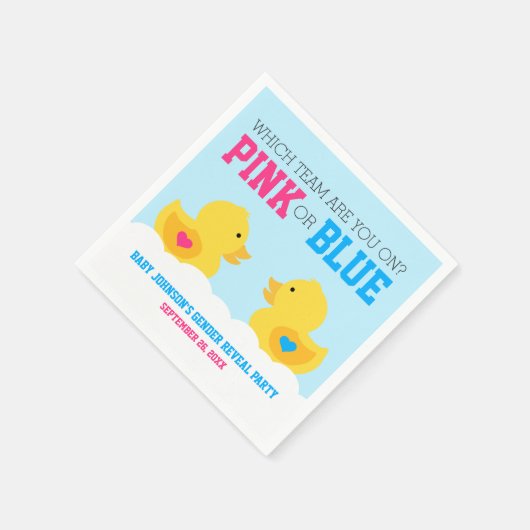 Gummi Ducky Pink oder Blue Gender Reveal Party Serviette (Ecke)