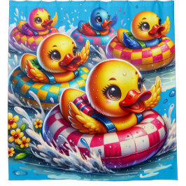 "Gummi Ducky Racing Fun" Duschvorhang