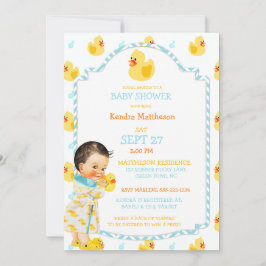 Gummi Ente Ducky Gender Neutral Aqua Gelb Einladung