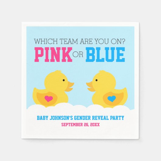 Gummi-Ente Rosa oder Blau Geschlechter-Enthüllungs Serviette (Vorderseite)